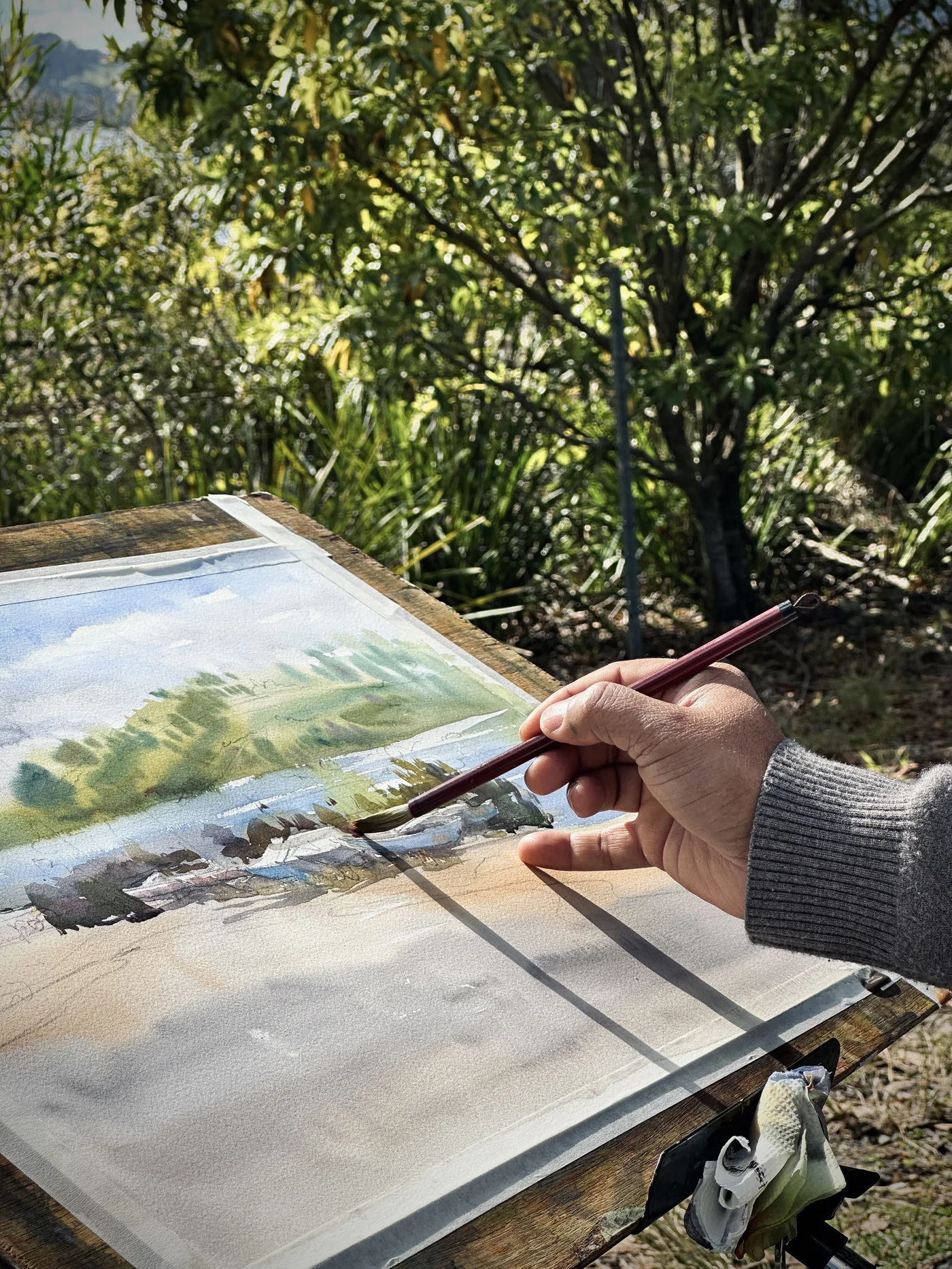 Plein-air watercolour in progress