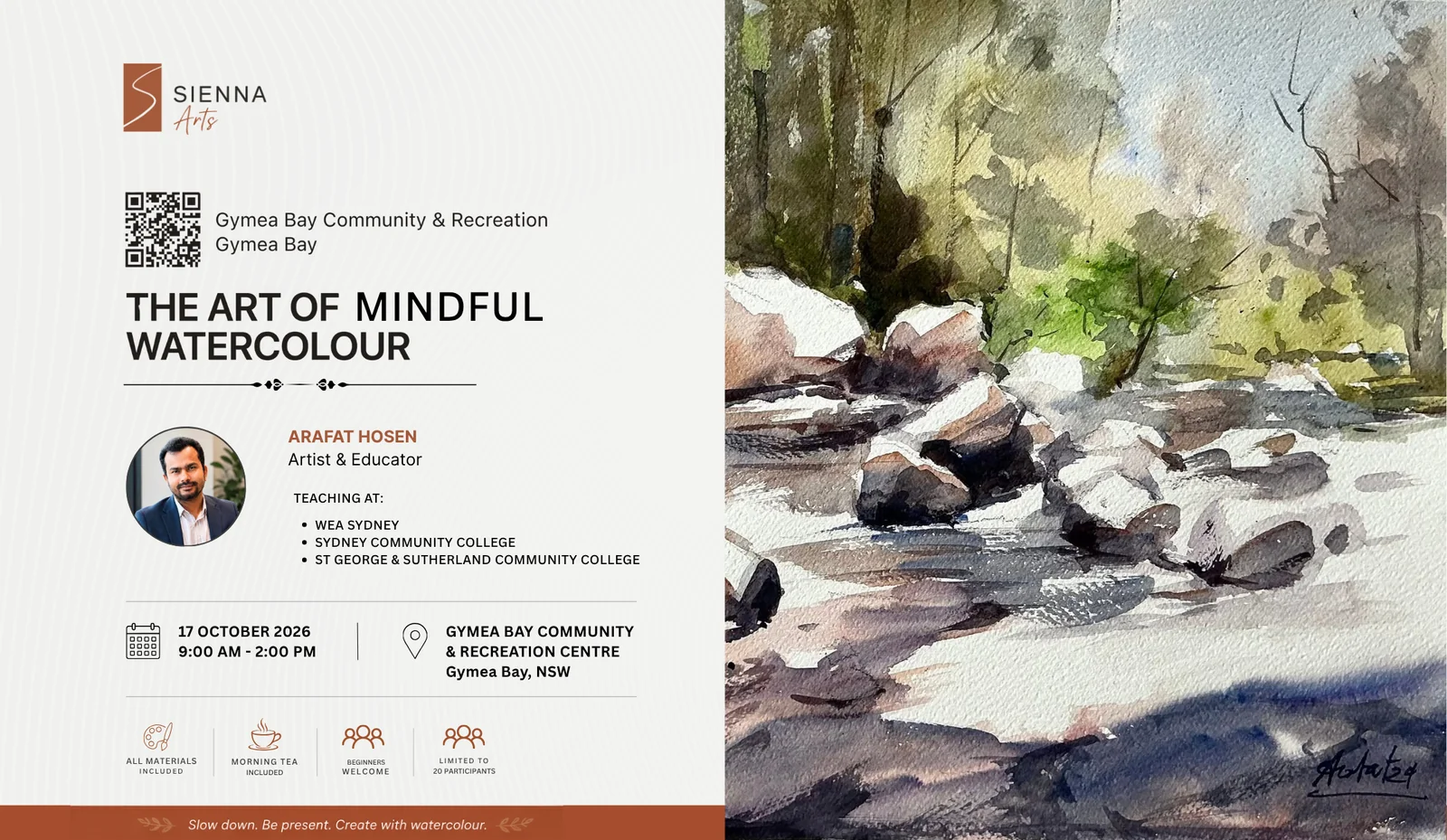 The Art of Mindful Watercolour, 17 October 2026, Gymea Bay Community & Recreation Centre